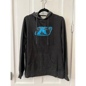 Klim women’s large vista hoodie gray & blue logo pullover sweatshirt snowmobile